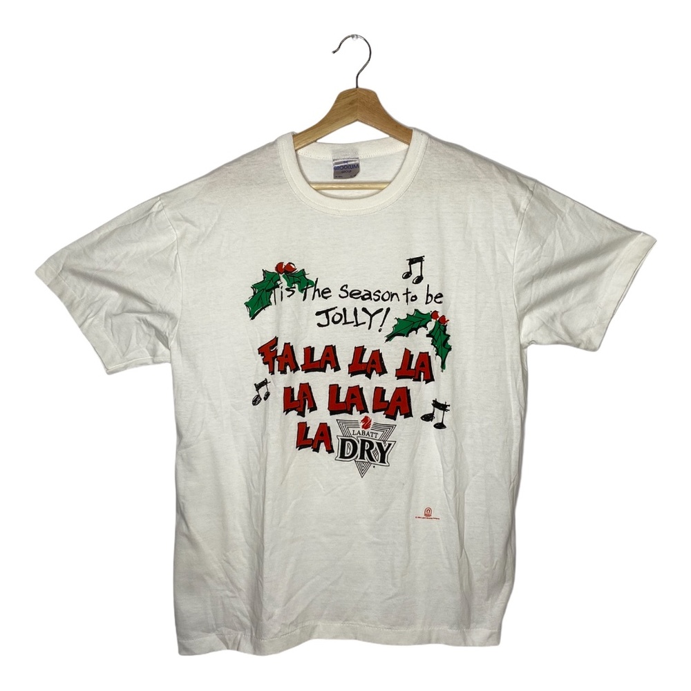 Vintage 1990 Labatt Dry Beer Christmas Shirt 90s